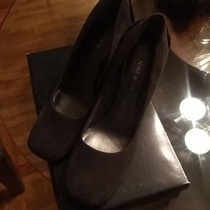 Grey wedge shoes suede